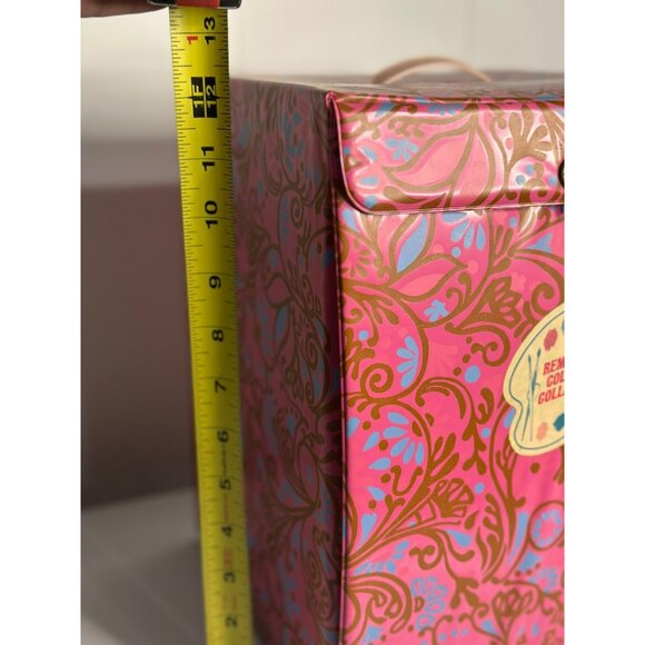 VTG 60s Mod Pink & Blue Floral Wig Storage Box Vinyl Carry Case Wig Stand READ - Picture 4 of 7